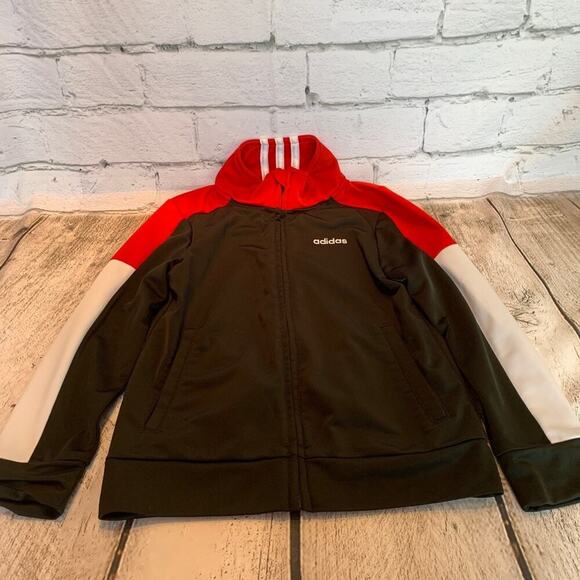 ADIDAS Boy’s Black/Red/White Warm Up Jacket / Size: 5 - Picture 1 of 5